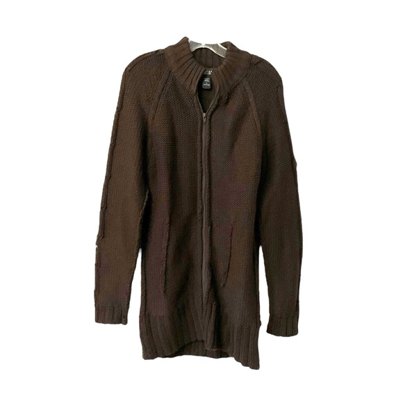 Lou‎ Lou Brown Kit Oversized Sweater L Women Fall Casual Lagenlook Zipper Heavy - Picture 2 of 10